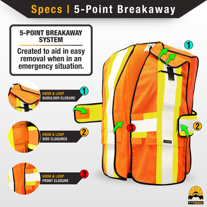 KwikSafety FIRST RESPONDER (FR Treated) Hi Vis Reflective Breakaway Class 2 Safety Vest - Model No.: KS3316FRC - KwikSafety