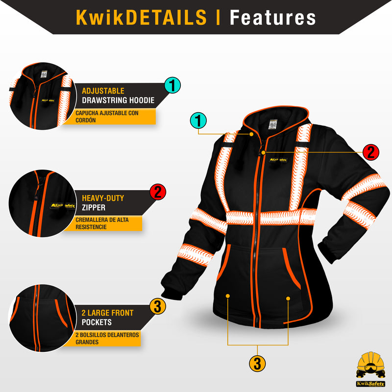 KwikSafety | Rogue Hi Vis Fleece Hoodie for Women | Product Features