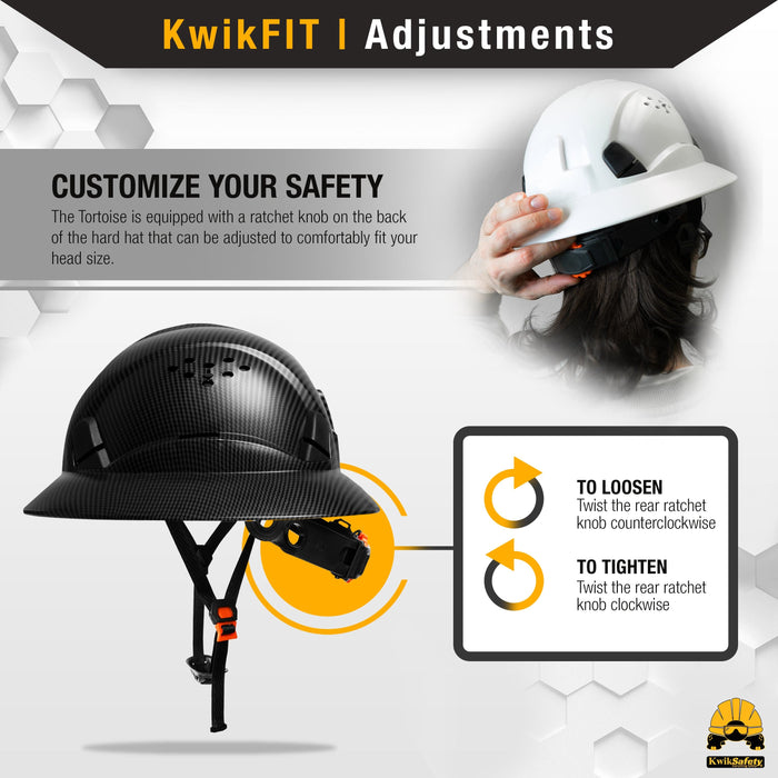 KwikSafety CARBON Hard Hat (16 COOLING VENTS + FREE Extra Headband & Earplugs) Type 1 Class C ANSI Tested OSHA Compliant - Model No.: KS1602BRN-BLK - KwikSafety