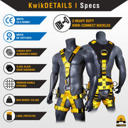 KwikSafety CANOPY KING Full Body Climbing Harness [5 D-Ring, Back & Shoulder Support] Rock Climbing, Rappelling, Recreational Tree Climbing Harness - Model No.: KS6609 - KwikSafety
