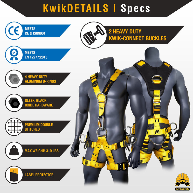 KwikSafety CANOPY KING Full Body Climbing Harness [5 D-Ring, Back & Shoulder Support] Rock Climbing, Rappelling, Recreational Tree Climbing Harness - Model No.: KS6609 - KwikSafety