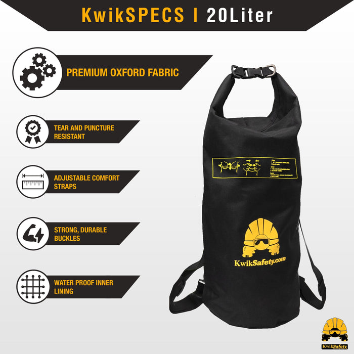 KwikSafety DRY BAG (5L, 10L, 20L) PVC & Fabric, Waterproof, Lightweight, Roll-Top Closure - Model No.: KS1111 - KwikSafety