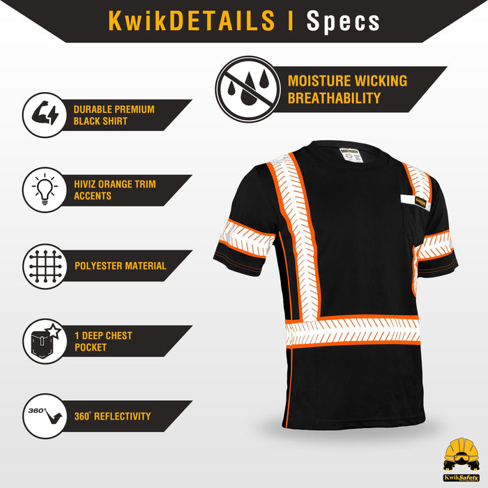 KwikSafety RENAISSANCE MAN Safety Shirt (FISHBONE TAPE) Short Sleeve Hi Vis Reflective PPE - Model No.: KS4401BLK - KwikSafety