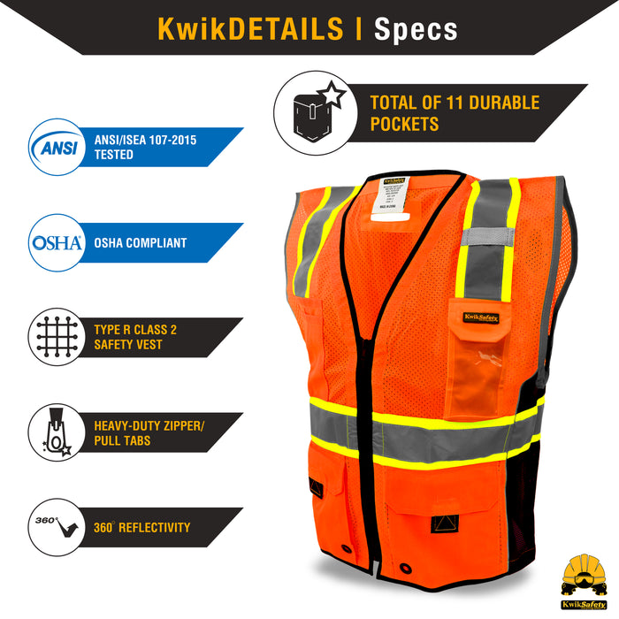 KwikSafety GRAND KAHUNA | ANSI Class 2 Premium Safety Vest - Model No.: KS3306 - KwikSafety