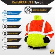 KwikSafety | Dispatcher Hi Vis Bomber Jacket | Product Specifications