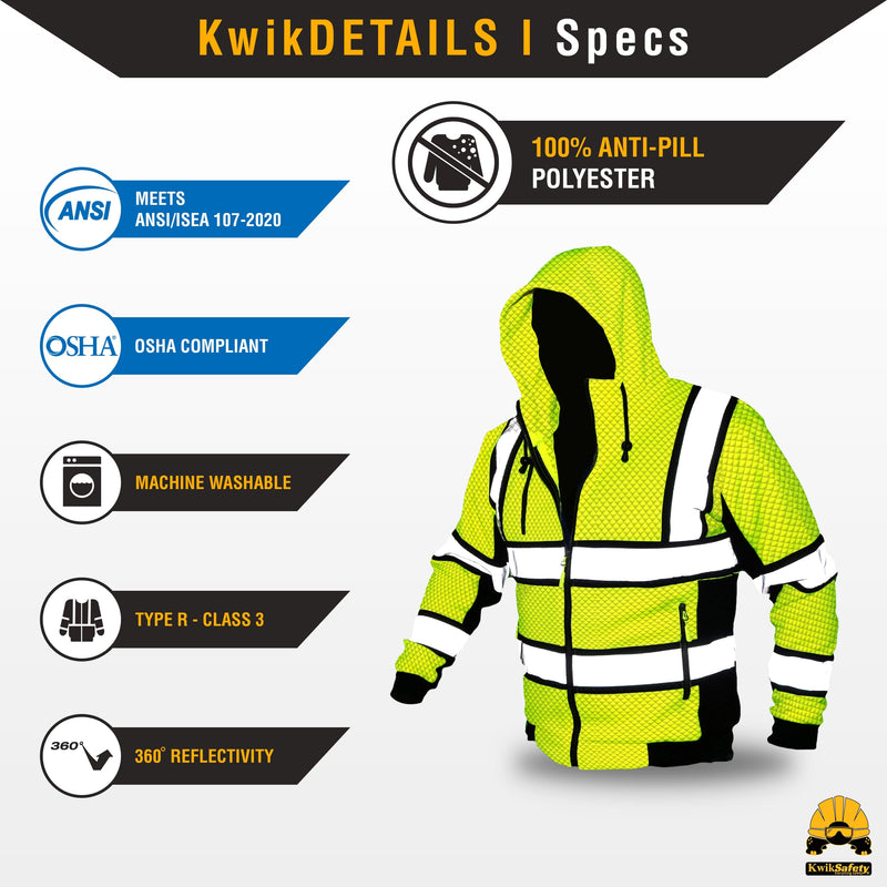 KwikSafety | Sage Hi Vis Fleece Hoodie | Product Specifications
