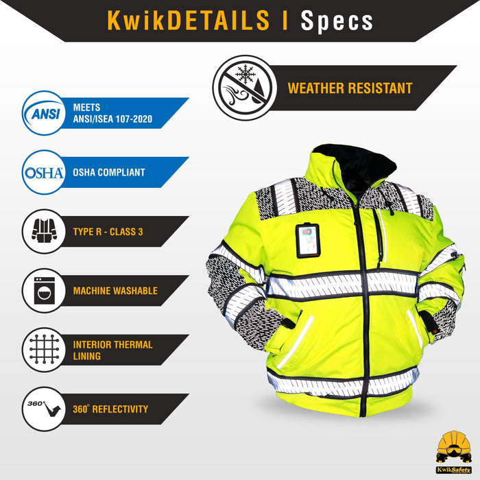 KwikSafety UNIVERSE Safety Jacket (LIMITED EDITION DESIGN) Class 3 ANSI Tested OSHA Compliant Hi Vis Bomber Reflective PPE  - Model No.: KS5522 - KwikSafety