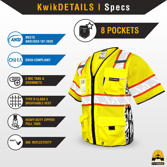 KwikSafety EXECUTIVE HIGHWAYBOSS Limited Edition Safety Vest (8 POCKETS) Premium Class 3 ANSI OSHA - Model No.: KS3303HB - KwikSafety