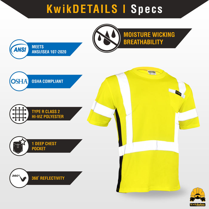 KwikSafety OPERATOR Safety Shirt (SOLID REFLECTIVE TAPE) Class 2 Short Sleeve ANSI Tested OSHA Compliant Hi Vis Reflective PPE - Model No.: KS4403 - KwikSafety