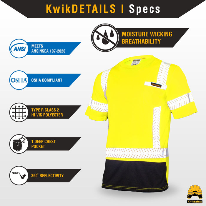 KwikSafety MECHANIC Safety Shirt (BLACK TRIM) Class 2 Short Sleeve ANSI Tested OSHA Compliant Hi Vis Reflective PPE - Model No.: KS4409 - KwikSafety