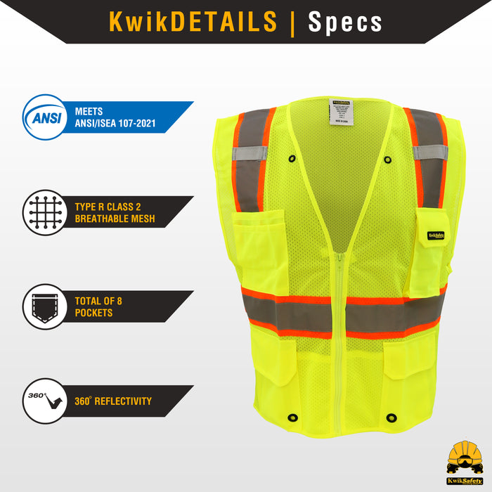 KwikSafety OFFICIAL Safety Vest (Color Trim) Class 2 ANSI OSHA - Model No.: KS3312OS - KwikSafety