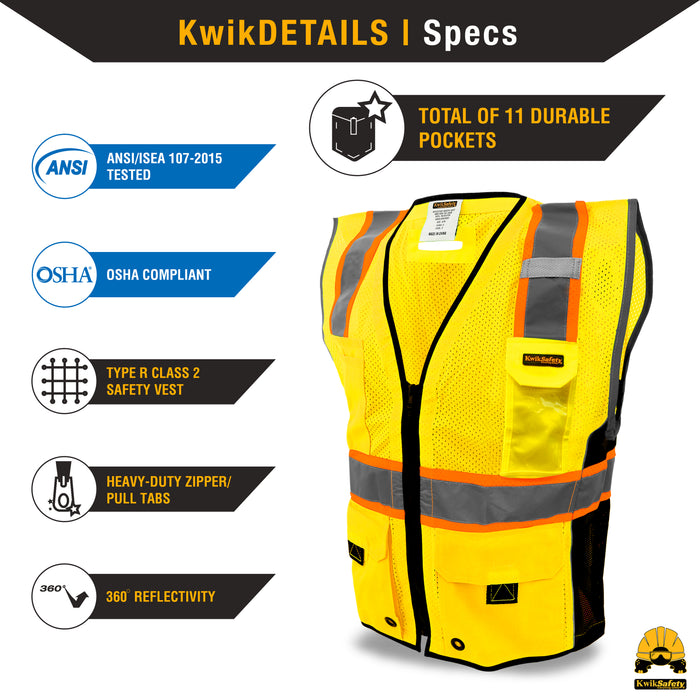 KwikSafety GRAND KAHUNA | ANSI Class 2 Premium Safety Vest - Model No.: KS3306 - KwikSafety