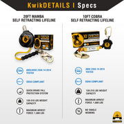 KwikSafety 20' MAMBA WEB Carbonate Housing Self Retracting Lifeline SRL - Model No.:KS7923 - KwikSafety