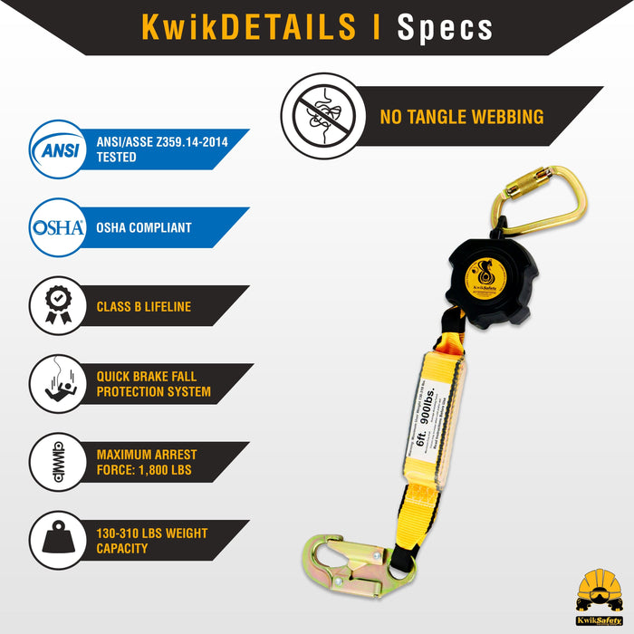 (DRAFT) KwikSafety 10' COBRA WEB Self Retracting Lifeline ANSI Class A Poly SRL - Model No.: - KwikSafety