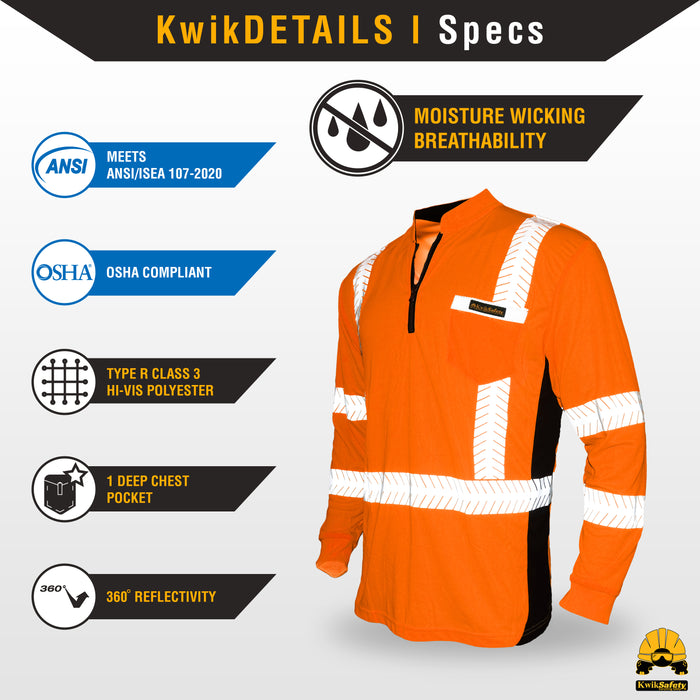 KwikSafety ENGINEER Safety Shirt (Y-NECK ZIPPER) Class 3