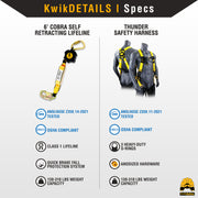 KwikSafety 6' COBRA WEB Self Retracting Lifeline ANSI Poly SRL - Model No.: KS7911 - KwikSafety