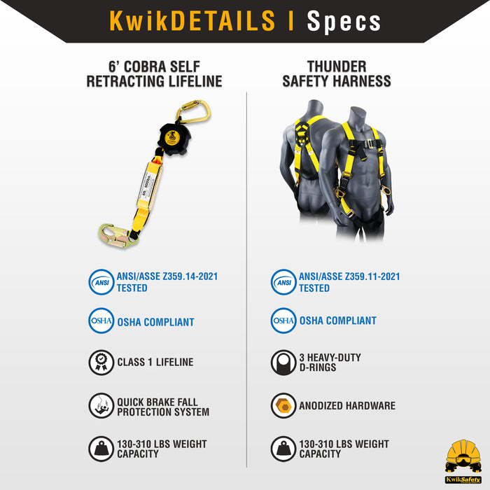 KwikSafety 6' COBRA WEB Self Retracting Lifeline ANSI Poly SRL - Model No.: KS7911 - KwikSafety