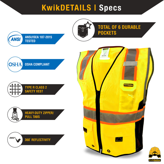 KwikSafety GRAND KAHUNA | ANSI Class 2 Premium Safety Vest - Model No.: KS3306 - KwikSafety