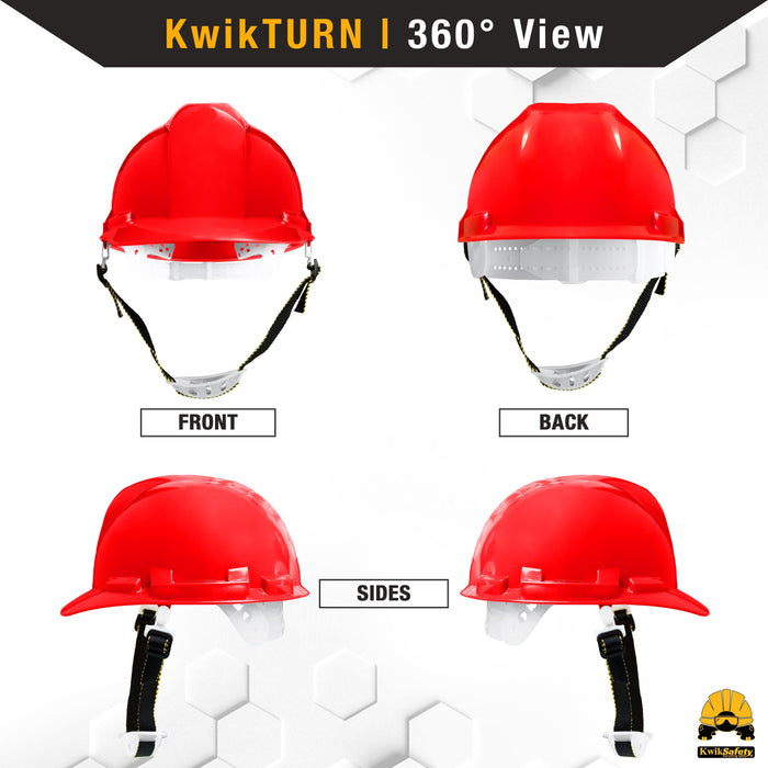 KwikSafety RED SHELL Hard Hat Type 1 Class C ANSI OSHA Compliant Standard Cap Style PPE - KwikSafety