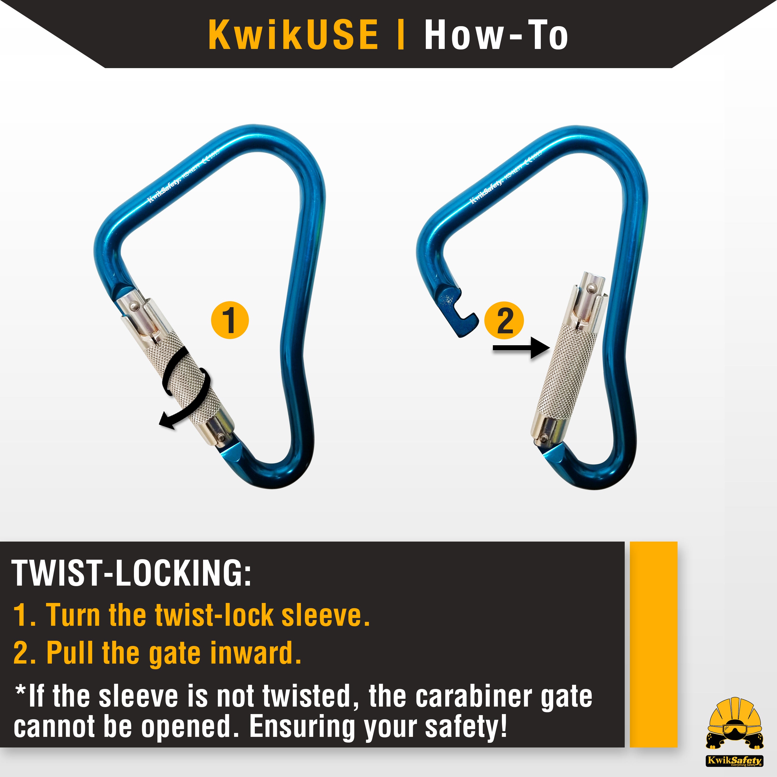 Twist Locking Carabiner | Aluminum - KwikSafety