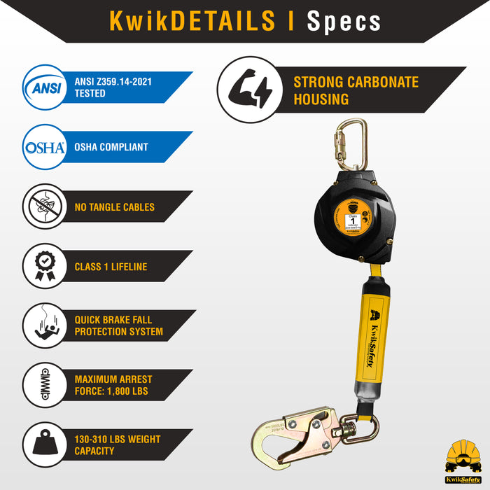 KwikSafety mini MAMBA 6' Self Retracting Lifeline SRL - Model No.: KS7921