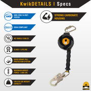 KwikSafety 20' MAMBA WEB Carbonate Housing Self Retracting Lifeline SRL - Model No.:KS7923 - KwikSafety