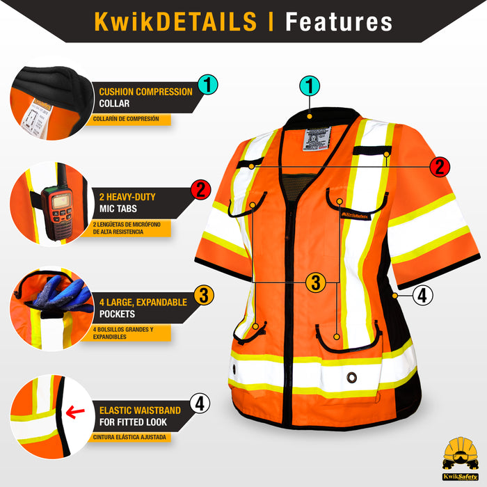 KwikSafety GODMOTHER Safety Vest for Women (RELAXED FIT) Class 3 ANSI Tested OSHA Compliant Reflective Work Gear PPE - Model No.: KS3336C3