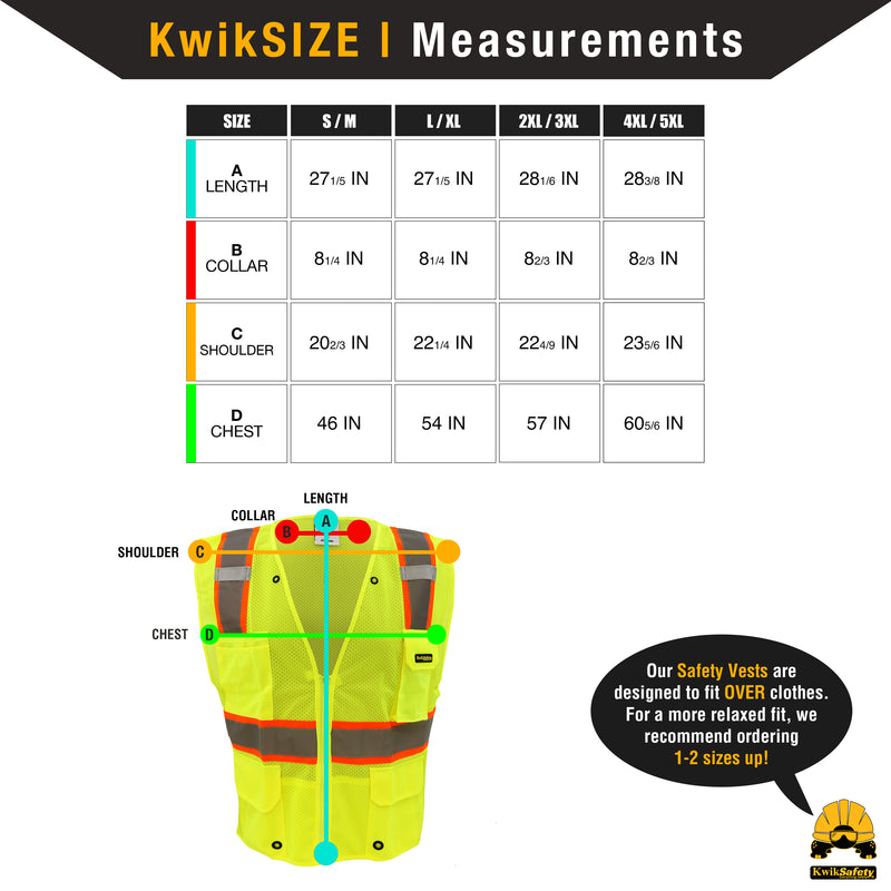 KwikSafety | Official Safety Vest | Size Chart