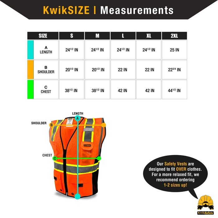 2XL Orange Surveyor Safety Vest - ANSI/ISEA 107-2015 Compliant, Two-Tone Design