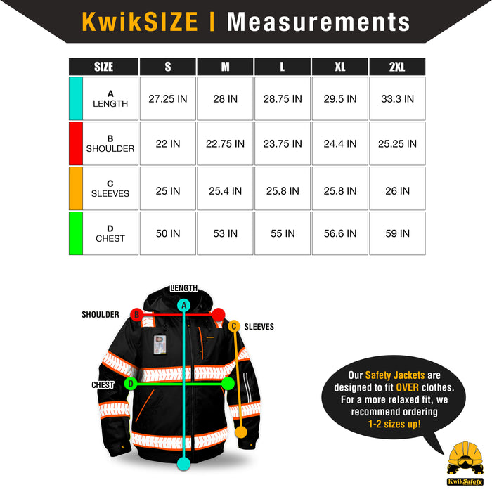 KwikSafety ENFORCER Safety Bomber Jacket (DETACHABLE ID POCKET) Hi Vis Reflective PPE Model KS5521BLK