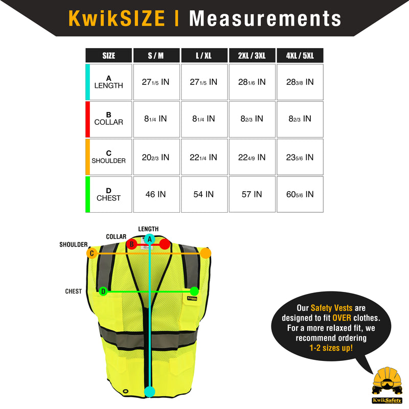 KwikSafety | Official Safety Vest | Size Chart