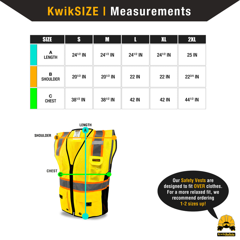 KwikSafety | Grand Kahuna Safety Vest | Size Chart