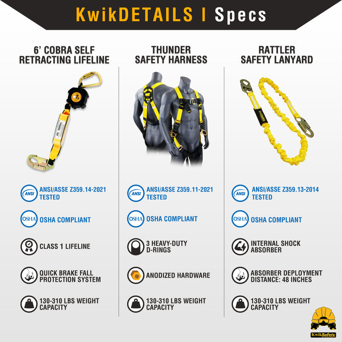 KwikSafety 6' COBRA WEB Self Retracting Lifeline ANSI Poly SRL - Model No.: KS7911 - KwikSafety