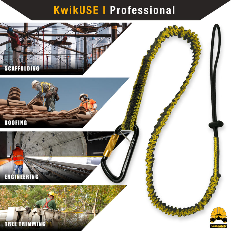KwikSafety KRAKEN Heavy Duty ANSI Tested OSHA Compliant Bungee Tool Lanyard w/ Carabiner Clip - Model No.:KS7903 - KwikSafety