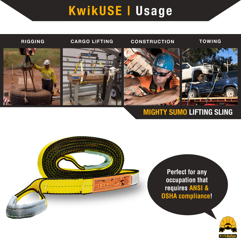 KwikSafety MIGHTY SUMO Type 3 Poly Web Lifting Slings - Model No.: KS8801 - KwikSafety