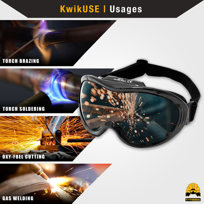 KwikSafety PIT VIPER Welding Goggles (ANTI-FOG, ANTI-SCRATCH) Shade #5 Infrared Flame Cutting Eye Protection ANSI Tested OSHA Compliant PPE - Model No.: KS1104 - KwikSafety