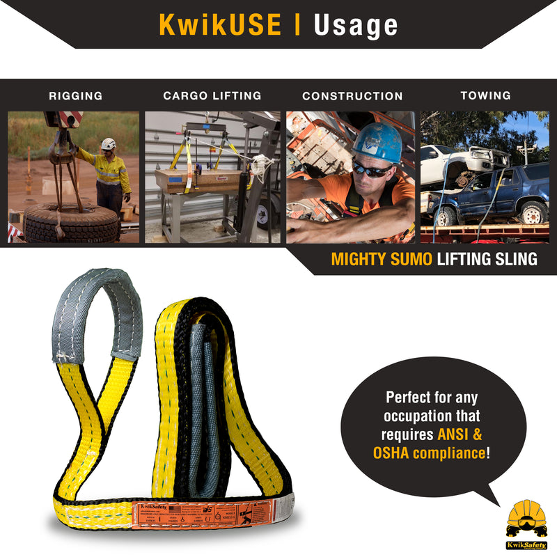 KwikSafety MIGHTY SUMO Type 3 Poly Web Lifting Slings - Model No.: KS8801 - KwikSafety