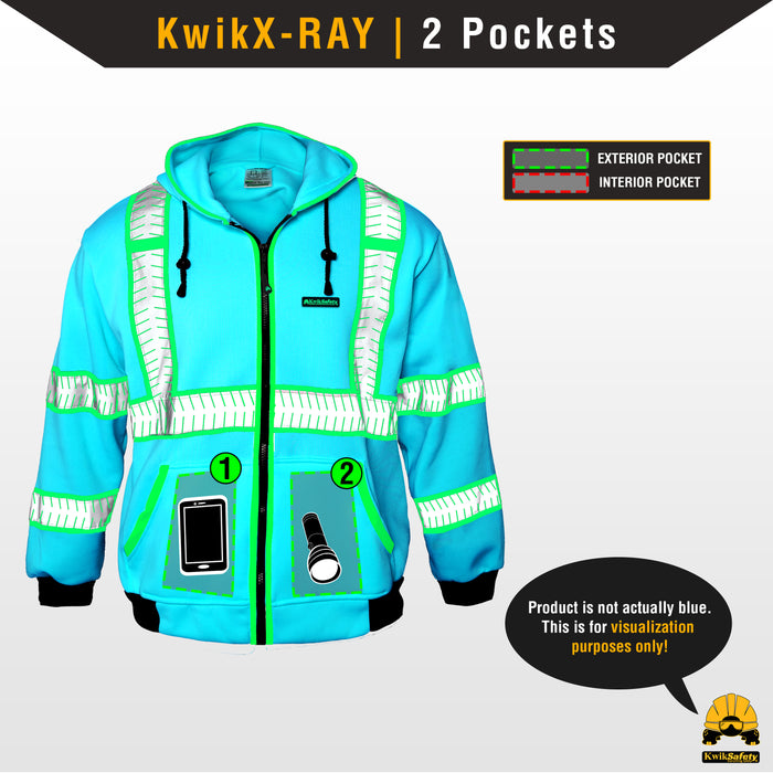 KwikSafety BLACK PATROL Safety Hoodie (NO FUZZ Balls) Hi Vis Reflective PPE - Model No.: KS5503BLK - KwikSafety