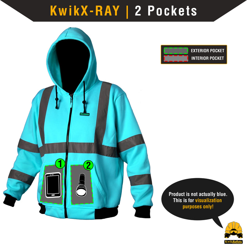 KwikSafety PATROL Safety Hoodie (NO FUZZ Balls) Class 3 ANSI Tested OSHA Compliant Hi Vis Reflective PPE - Model No.: KS5503 - KwikSafety