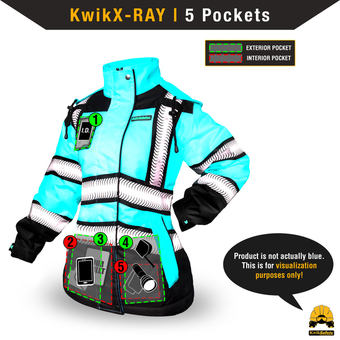 KwikSafety BOMBSHELL Safety Bomber Jacket for Women Class 3 ANSI OSHA Reflective Fleece Hi Viz - Yellow - Model No.: KS5523 - KwikSafety