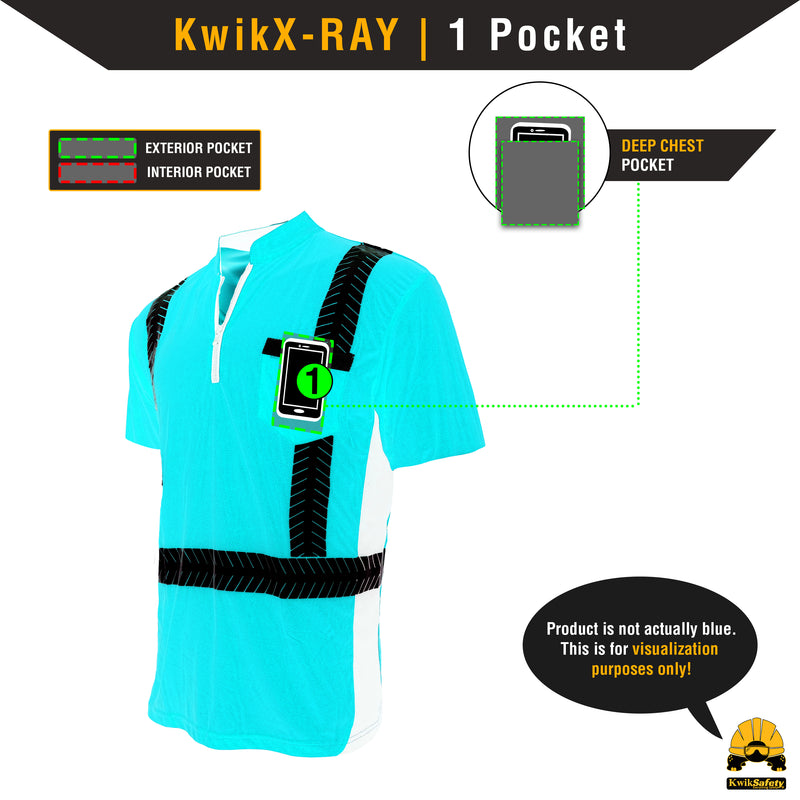 KwikSafety ENGINEER Safety Shirt (Y-NECK ZIPPER) Class 2 Short Sleeve ANSI Tested OSHA Compliant Hi Vis Reflective PPE - Model No.: KS4408 - KwikSafety