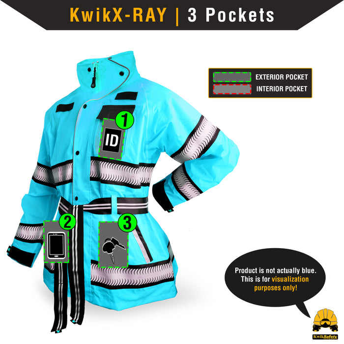 KwikSafety Women's TORRENT Safety Rain Jacket for Women (w/ BELT)