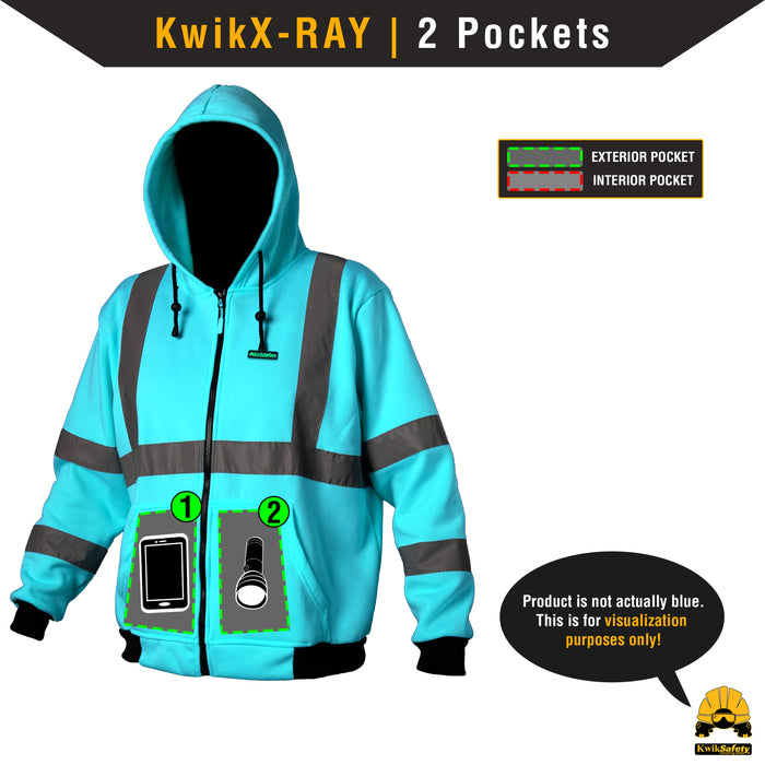 KwikSafety PATROL Safety Hoodie (NO FUZZ Balls) Class 3 ANSI Tested OSHA Compliant Hi Vis Reflective PPE - Model No.: KS5503