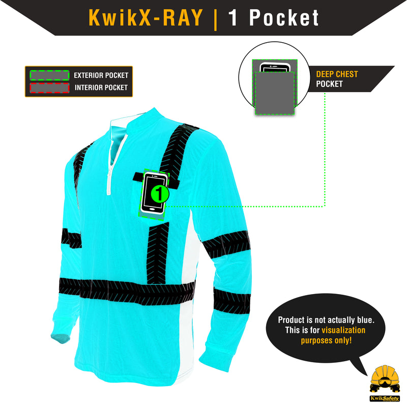 KwikSafety ENGINEER Safety Shirt (Y-NECK ZIPPER) Class 3 Long Sleeve ANSI Tested OSHA Compliant Hi Vis Reflective PPE - Model No.: KS4408 - KwikSafety