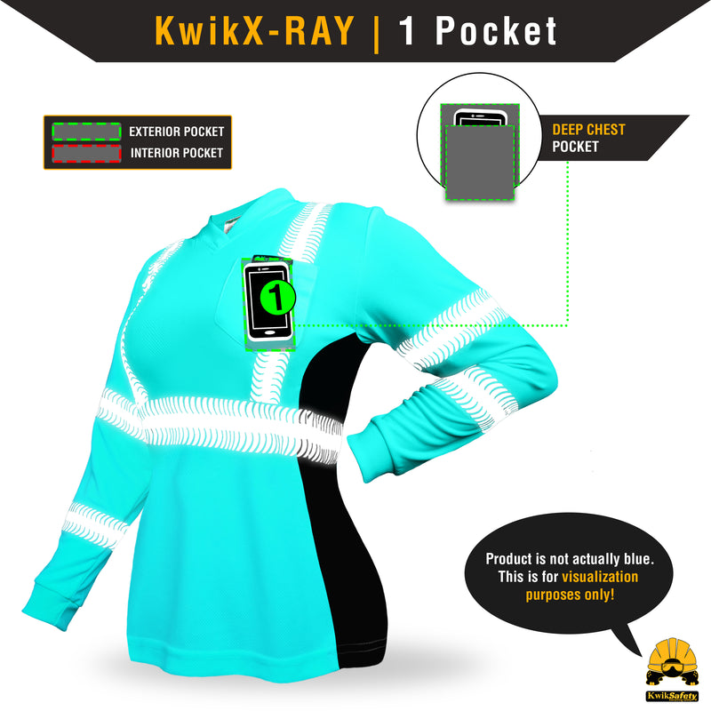 KwikSafety VIXEN Safety Shirt for Women (ANGEL HAIR TAPE) Class 3 Long Sleeve ANSI Tested OSHA Compliant Hi Vis Reflective PPE - Model No.: KS4410 - KwikSafety
