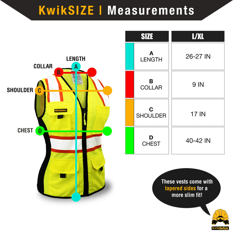 KwikSafety | First Lady Safety Vest for Women | Size Chart