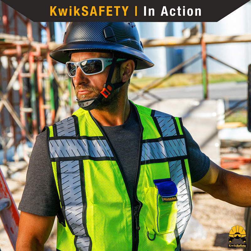 KwikSafety SHERIFF Safety Vest (Multi-Use Pockets) Class 2 ANSI Tested OSHA Compliant Hi Vis Reflective PPE Surveyor - Model No.: KS3305 - KwikSafety