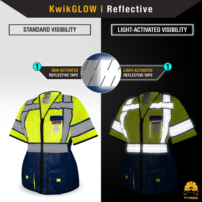 KwikSafety SHERIFF Class 3 Safety Vest for Women ANSI OSHA Compliant Hi Vis PPE Work Gear - Model No.: KS3338C3 - KwikSafety