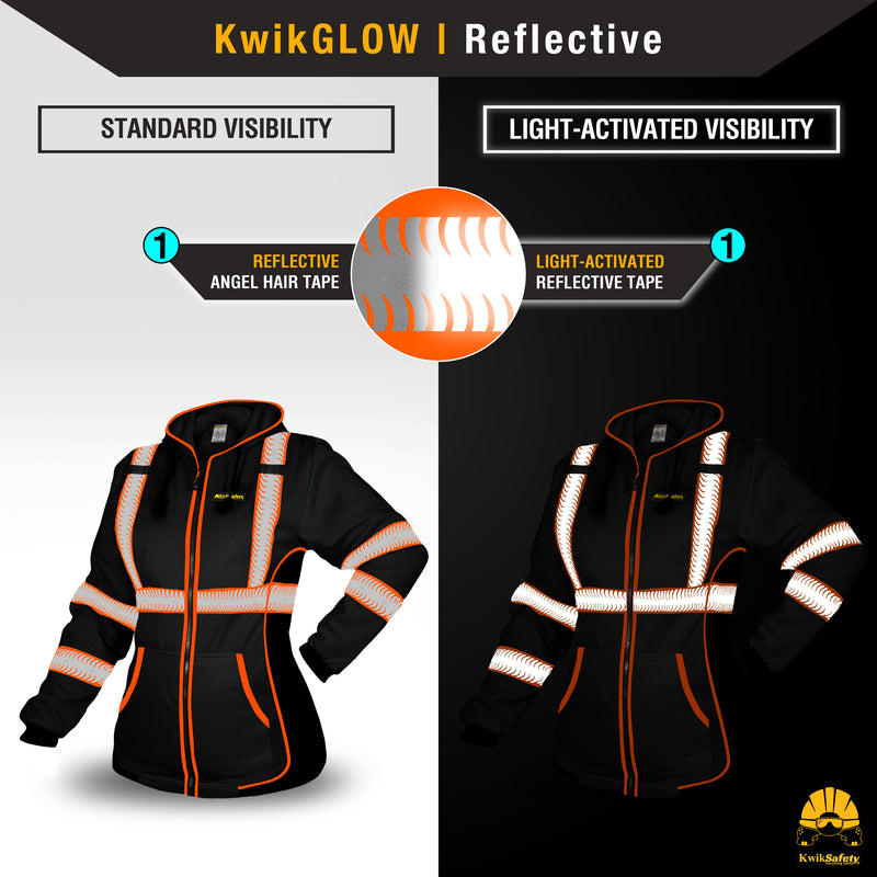 KwikSafety | Rogue Hi Vis Fleece Hoodie for Women | Reflectivity