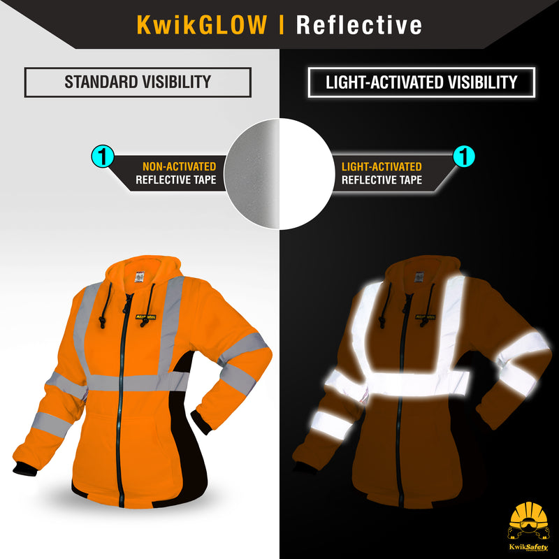 KwikSafety | Rogue Hi Vis Fleece Hoodie for Women | Reflectivity
